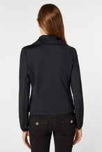Load image into Gallery viewer, BIKER JACKET IN ENGINEERED STRETCHY JERSEY WITH FAUX-LEATHER DETAILS
