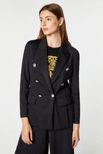 Load image into Gallery viewer, DOUBLE-BREASTED BLAZER IN ENGINEERED STRETCHY JERSEY WITH GOLD HERALDRY BUTTONS
