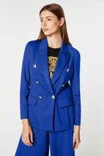 Load image into Gallery viewer, DOUBLE-BREASTED BLAZER IN ENGINEERED STRETCHY JERSEY WITH GOLD HERALDRY BUTTONS
