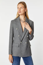 Load image into Gallery viewer, DOUBLE-BREASTED BLAZER IN STRETCHY FLANNEL WITH PEARL BUTTONS
