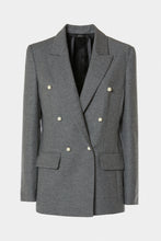 Load image into Gallery viewer, DOUBLE-BREASTED BLAZER IN STRETCHY FLANNEL WITH PEARL BUTTONS
