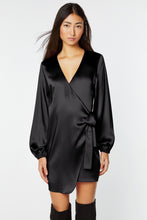 Load image into Gallery viewer, BELTED ROBE DRESS IN STRETCHY SATIN

