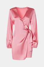 Load image into Gallery viewer, BELTED ROBE DRESS IN STRETCHY SATIN
