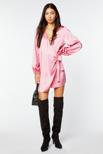 Load image into Gallery viewer, BELTED ROBE DRESS IN STRETCHY SATIN
