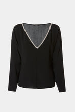 Load image into Gallery viewer, CREPE DE CHINE TOP WITH RHINESTONE DETAILS AT THE NECKLINE
