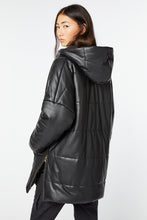 Load image into Gallery viewer, FAUX LEATHER HOODED, CROPPED DUVET JACKET 
