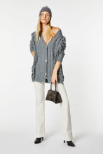 Load image into Gallery viewer, CHUNKY KNIT CARDIGAN WITH FRINGES, PEARLS AND RHINESTONES
