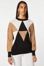 Load image into Gallery viewer, CHUNKY KNIT CREW-NECK SWEATER WITH COLOR-BLOCK DETAILS
