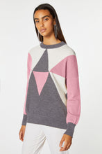 Load image into Gallery viewer, CHUNKY KNIT CREW-NECK SWEATER WITH COLOR-BLOCK DETAILS
