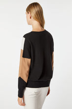 Load image into Gallery viewer, CHUNKY KNIT SWEATER WITH DEEP V NECK AND COLOR-BLOCK DETAILS
