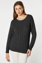 Load image into Gallery viewer, CHUNKY CABLE-KNIT ROUND-NECK SWEATER
