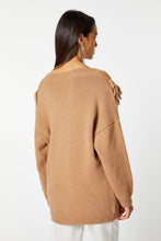 Load image into Gallery viewer, CHUNKY KNIT SWEATER WITH FRINGES, PEARLS AND RHINESTONES
