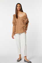 Load image into Gallery viewer, CHUNKY KNIT SWEATER WITH FRINGES, PEARLS AND RHINESTONES
