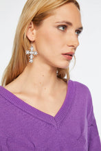 Load image into Gallery viewer, CROSS EAR-RINGS WITH RHINESTONE STARS 
