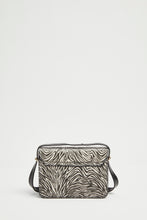 Load image into Gallery viewer, FAUX PONY SKIN CROSS BODY BAG WITH BLACK LEATHER TRIMMINGS
