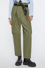 Load image into Gallery viewer, CARGO PANTS IN COTTON GABARDINE WITH RIBBON BELT
