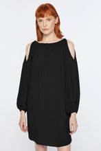 Load image into Gallery viewer, CRÊPE DE CHINE BOATNECK DRESS WITH CUT-OUT DETAILS
