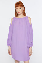 Load image into Gallery viewer, CRÊPE DE CHINE BOATNECK DRESS WITH CUT-OUT DETAILS
