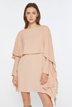 Load image into Gallery viewer, CRÊPE DE CHINE SHORT DRESS WITH DRAPED CAPE
