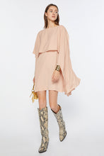 Load image into Gallery viewer, CRÊPE DE CHINE SHORT DRESS WITH DRAPED CAPE
