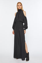 Load image into Gallery viewer, CRÊPE DE CHINE LONG DRESS WITH CUT-OUT AND JERSEY DETAILS
