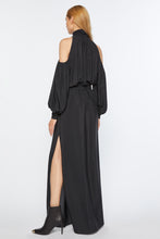 Load image into Gallery viewer, CRÊPE DE CHINE LONG DRESS WITH CUT-OUT AND JERSEY DETAILS
