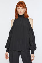 Load image into Gallery viewer, CRÊPE DE CHINE TOP WITH CUT-OUT AND JERSEY DETAILS
