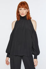 Load image into Gallery viewer, CRÊPE DE CHINE TOP WITH CUT-OUT AND JERSEY DETAILS

