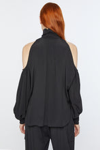 Load image into Gallery viewer, CRÊPE DE CHINE TOP WITH CUT-OUT AND JERSEY DETAILS
