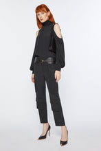 Load image into Gallery viewer, CRÊPE DE CHINE TOP WITH CUT-OUT AND JERSEY DETAILS
