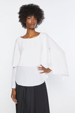 Load image into Gallery viewer, CRÊPE DE CHINE V-NECK TOP WITH DRAPED CAPE
