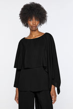 Load image into Gallery viewer, CRÊPE DE CHINE V-NECK TOP WITH DRAPED CAPE

