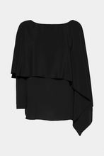 Load image into Gallery viewer, CRÊPE DE CHINE V-NECK TOP WITH DRAPED CAPE

