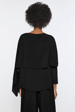 Load image into Gallery viewer, CRÊPE DE CHINE V-NECK TOP WITH DRAPED CAPE
