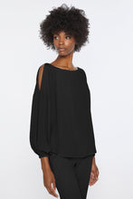 Load image into Gallery viewer, CRÊPE DE CHINE BOATNECK TOP WITH CUT-OUT DETAILS
