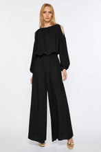 Load image into Gallery viewer, CRÊPE DE CHINE PALAZZO JUMPSUIT WITH CUT-OUT DETAILS

