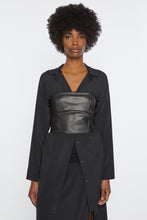 Load image into Gallery viewer, FAUX LEATHER TOP WITH UNPADDED SHOULDERS
