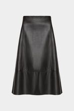 Load image into Gallery viewer, FAUX LEATHER FLARED SKIRT WITH SYMMETRICAL SEAMS

