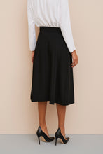 Load image into Gallery viewer, FLARED MIDI SKIRT IN STRETCHY GABERDINE
