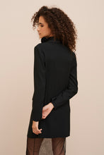 Load image into Gallery viewer, DOUBLE-BREASTED LONG BLAZER IN STRETCHY VISCOSE CREPE WITH FABRIC-COATED BUTTONS
