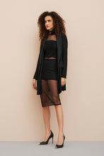 Load image into Gallery viewer, DOUBLE-BREASTED LONG BLAZER IN STRETCHY VISCOSE CREPE WITH FABRIC-COATED BUTTONS

