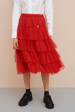 Load image into Gallery viewer, FLOUNCY FLARED SKIRT IN TULLE WITH SEWN-ON G MEDAL
