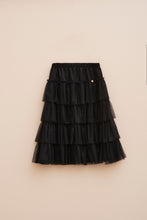 Load image into Gallery viewer, FLOUNCY FLARED SKIRT IN TULLE WITH SEWN-ON G MEDAL
