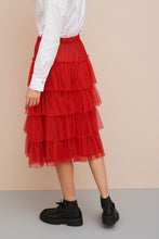 Load image into Gallery viewer, FLOUNCY FLARED SKIRT IN TULLE WITH SEWN-ON G MEDAL
