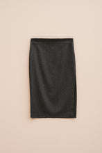 Load image into Gallery viewer, CALF-LENGTH SKIRT IN HERRINGBONE WOOL WITH SIDE SPLIT
