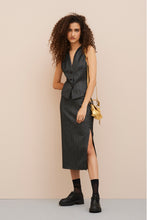 Load image into Gallery viewer, CALF-LENGTH SKIRT IN HERRINGBONE WOOL WITH SIDE SPLIT

