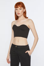 Load image into Gallery viewer, DENIM TOP IN STRETCH COTTON GABARDINE WITH SHAPED CUPS AND UNDERWIRES
