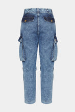 Load image into Gallery viewer, ACID-WASH CARGO DENIM PANTS WITH DOUBLE POCKET  
