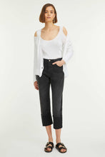 Load image into Gallery viewer, BLACK DENIM ROLLED-CUFF JEANS
