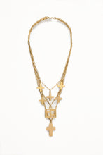 Load image into Gallery viewer, 3-CHAIN NECKLACE WITH CROSS CHARMS
